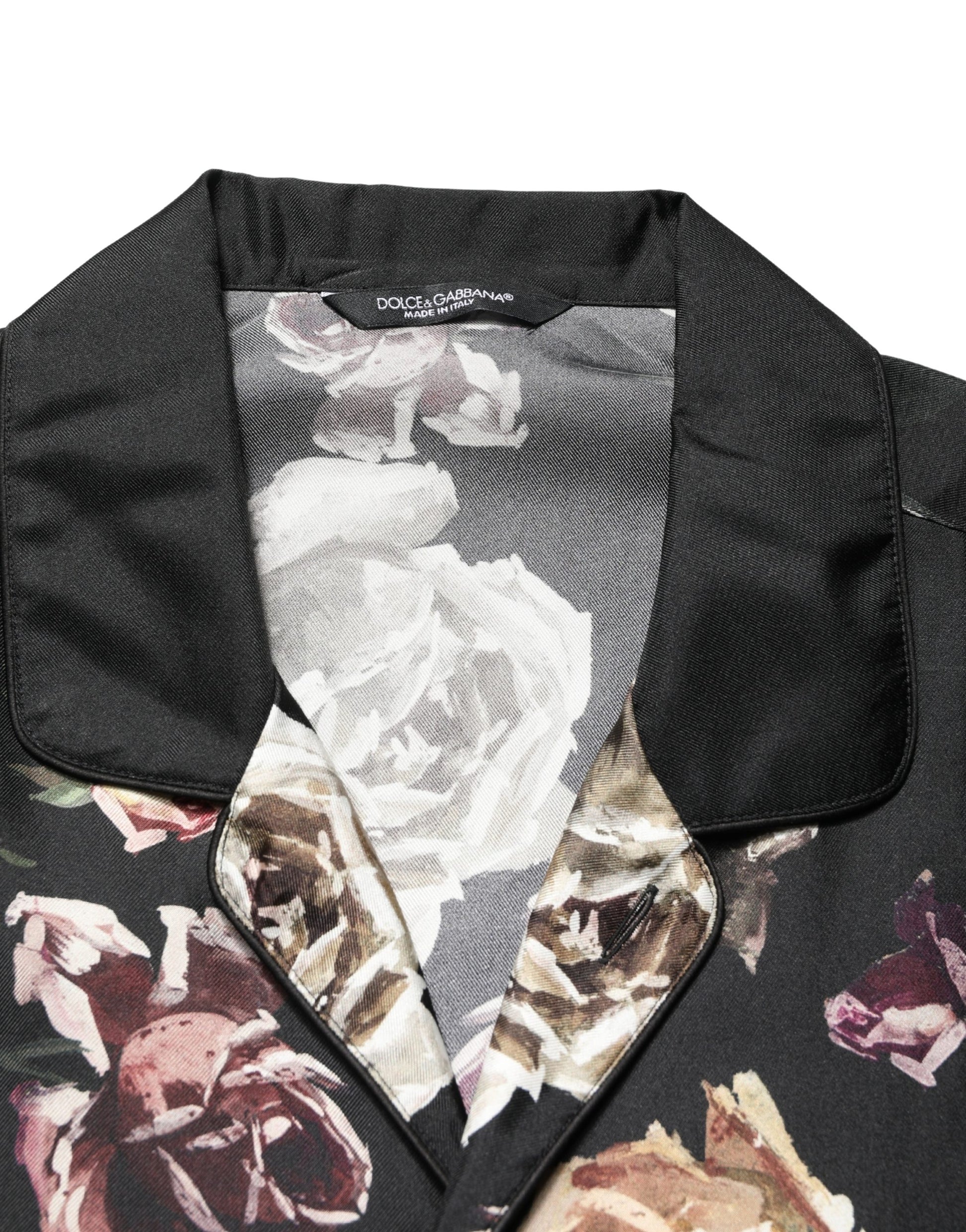 Dolce & Gabbana Black Floral Print Long Sleeves Casual Shirt