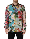 Dolce & Gabbana multicolor floral and animal print collared shirt with vibrant pattern and tailored fit.