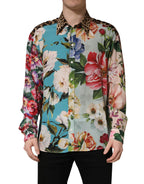Dolce & Gabbana Multicolor Floral Animal Print Collared Shirt
