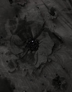 Dolce & Gabbana Black Floral Applique Sheer Short Sleeve Shirt - Eljoys Fashion 