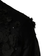 Dolce & Gabbana Black Floral Applique Sheer Short Sleeve Shirt - Eljoys Fashion 