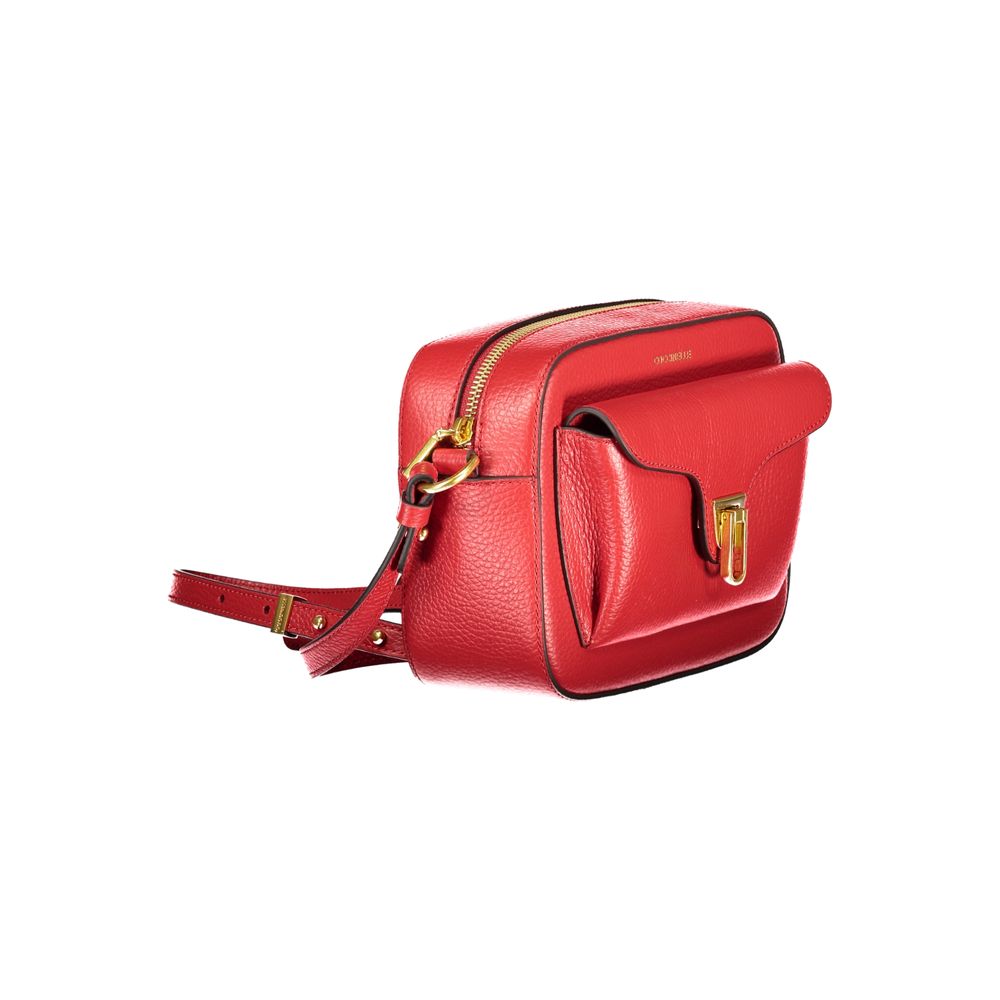 Coccinelle Rosso Leather Women's Bag with Adjustable Strap and Pockets Coccinelle