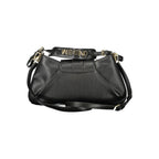 Mario Valentino Nero polyurethane women's bag with sleek design and silver hardware, featuring a top handle and adjustable strap.