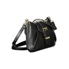 Mario Valentino Nero polyurethane women's bag with sleek design and top handle, featuring gold-tone hardware and spacious interior.