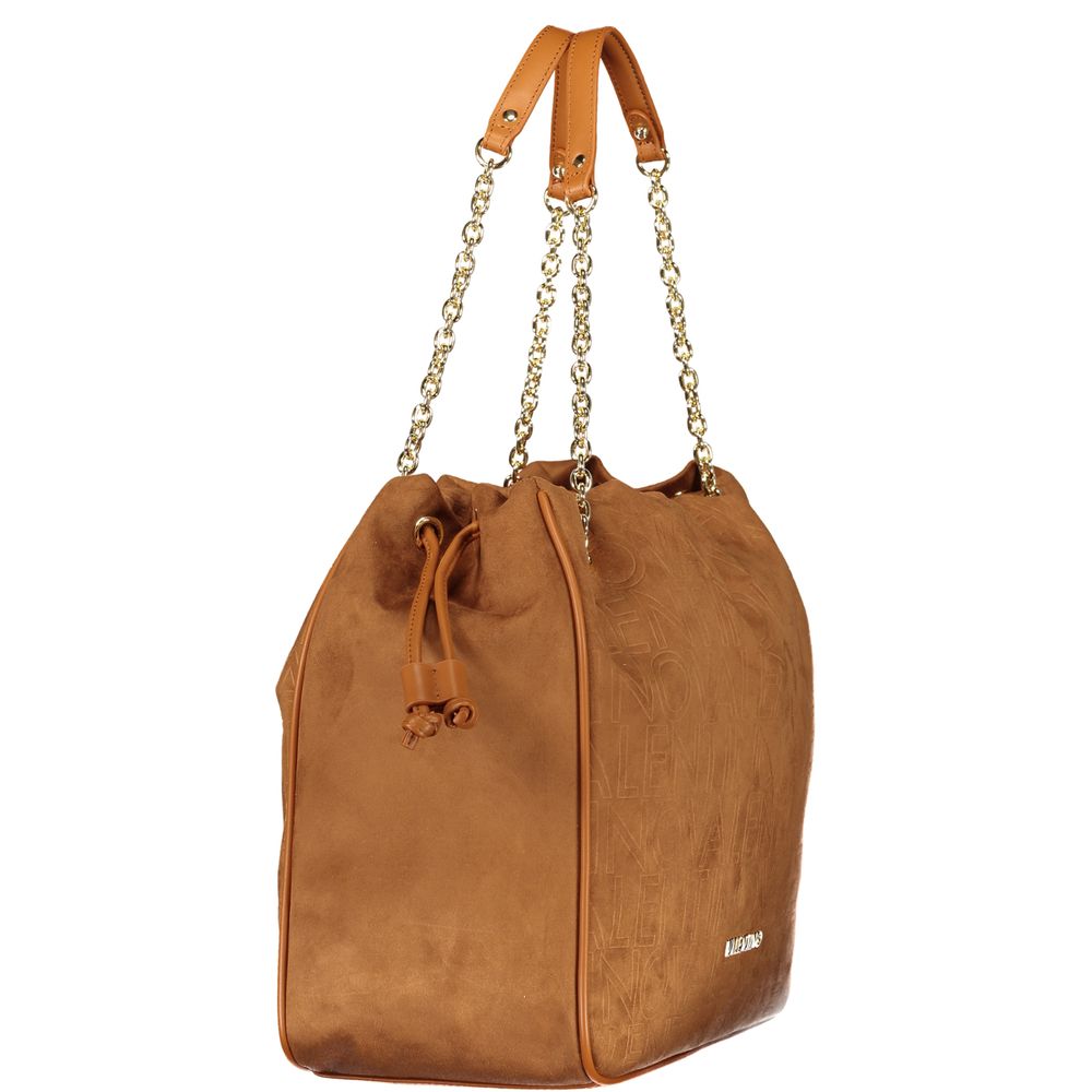 Mario Valentino brown polyurethane women's bag with sleek design and top handle, showcasing a stylish accessory for everyday use.