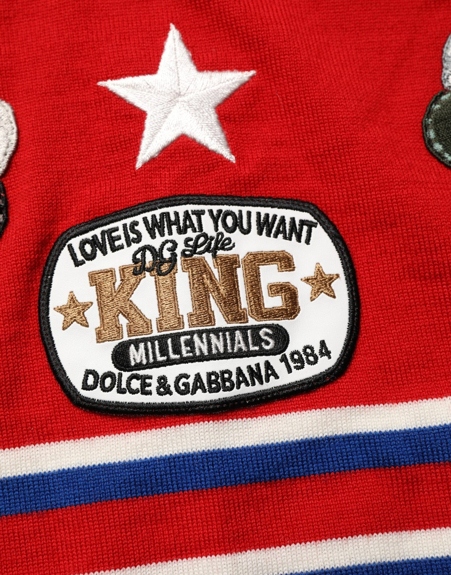 Dolce & Gabbana Multicolor Wool Butterfly Star Men Crew Neck Sweater Dolce & Gabbana