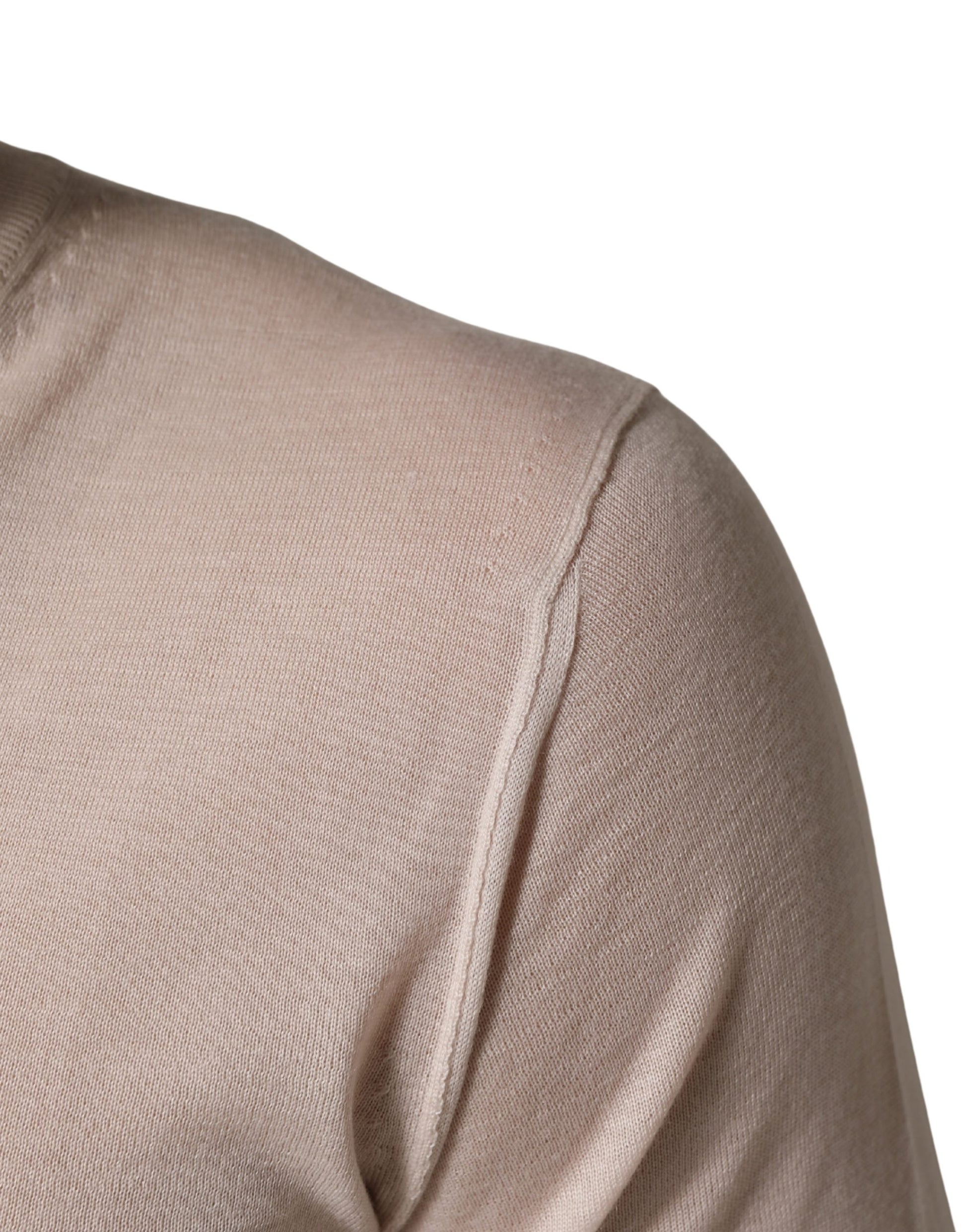 Dolce & Gabbana Beige Cashmere V-neck Men Pullover Sweater Dolce & Gabbana