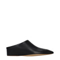 Jil Sander black leather slippers featuring sleek design and smooth leather material, perfect for stylish casual wear.