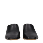 Jil Sander black leather slippers with sleek design and minimalist style, featuring a smooth leather finish and comfortable sole.