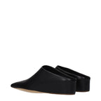 Jil Sander black leather slippers with sleek design and comfortable slip-on style, perfect for casual or formal wear.
