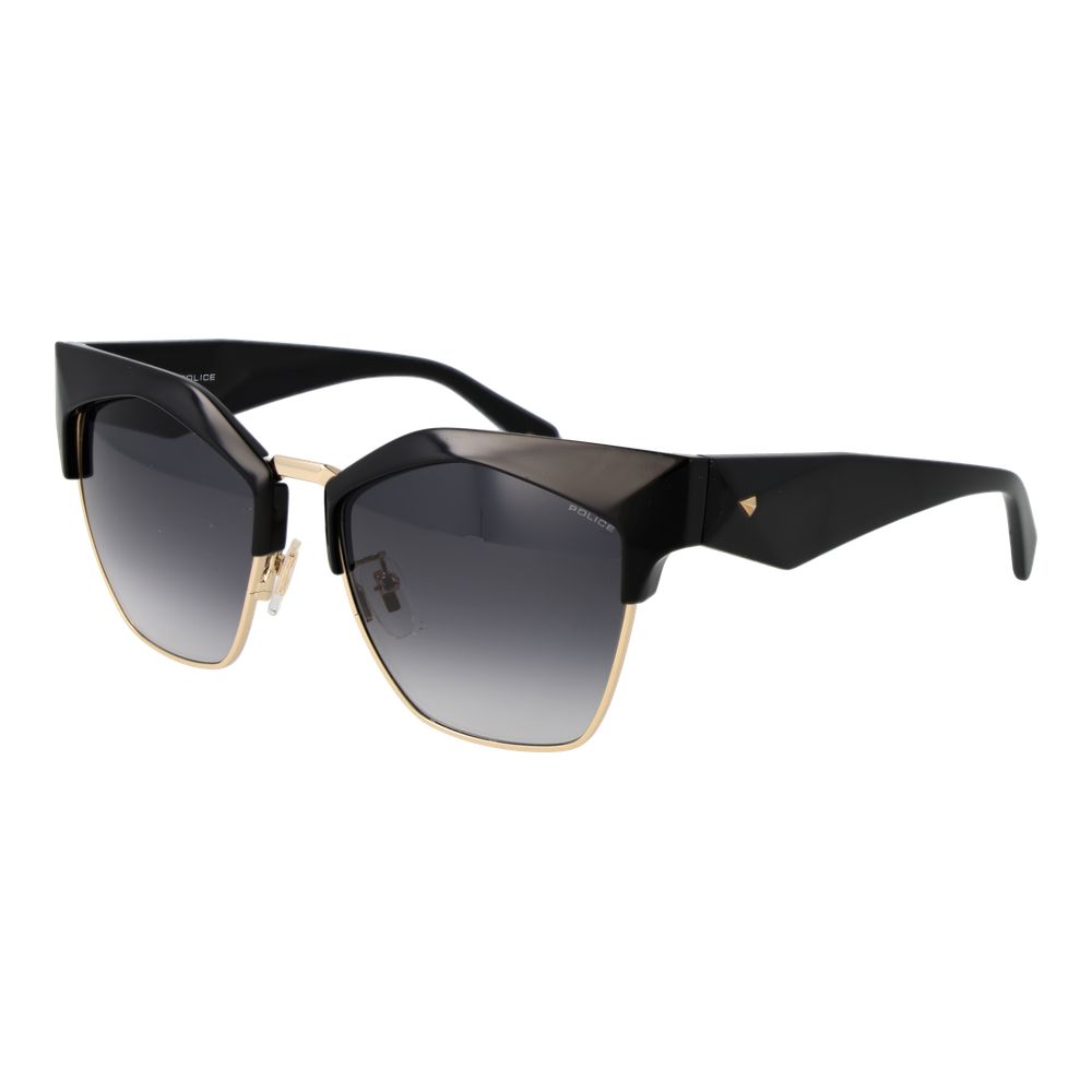 Police black plastic sunglasses with sleek frame and dark lenses, stylish eyewear for sun protection and fashion.