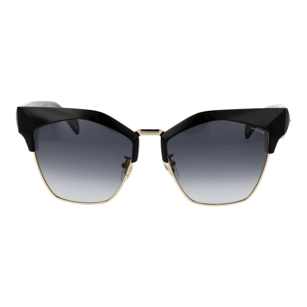 Police black plastic sunglasses with sleek rectangular frames and tinted lenses, stylish and protective eyewear.
