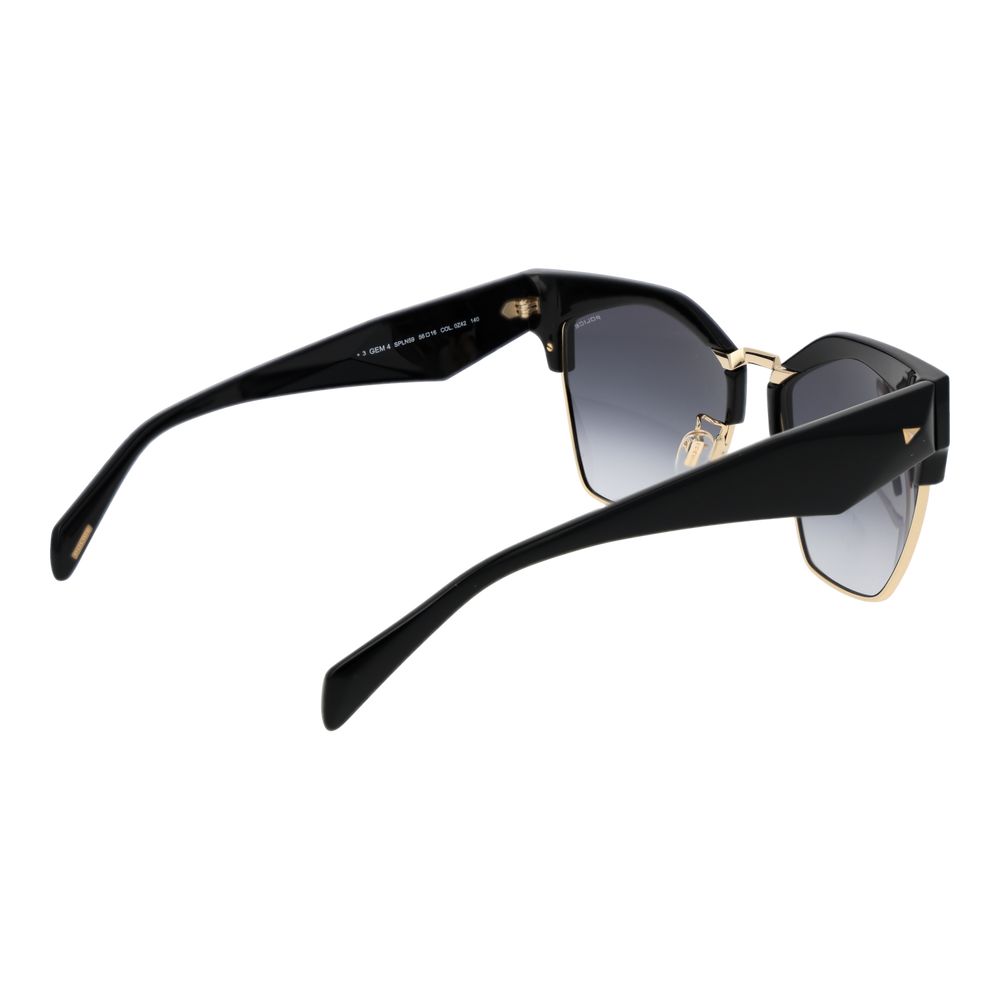 Police black plastic sunglasses with rectangular frames and dark tinted lenses, stylish and protective eyewear.