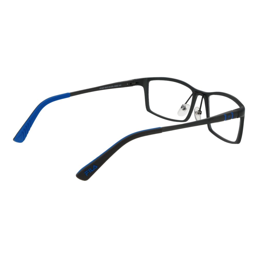 Fila gray aluminum glasses frames with sleek design and clear lenses, showcasing modern eyewear style and lightweight construction.