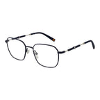 Fila blue metal eyeglass frames with slim design and clear lenses, modern and stylish for everyday wear.