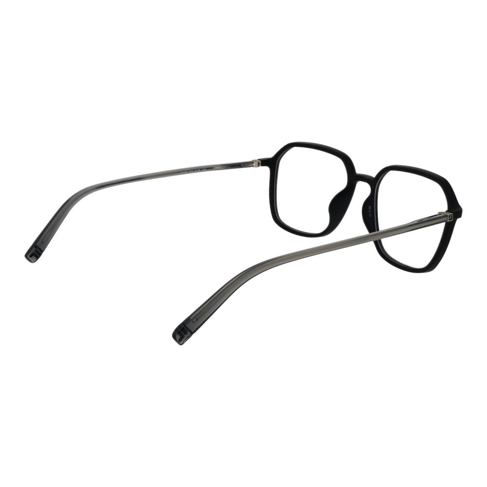 Fila black cellulose propionate glasses frames, stylish and lightweight eyewear with a modern design and clear lenses.