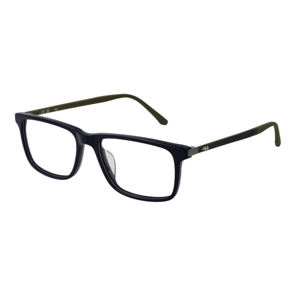 Fila blue rubber glasses frames with clear lenses, lightweight and flexible eyewear for casual or sporty styles.