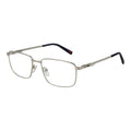 Fila silver stainless steel glasses frames with sleek design and clear lenses, showcasing modern eyewear style.
