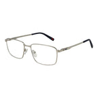 Fila silver stainless steel glasses frames with sleek design and clear lenses, showcasing modern eyewear style.