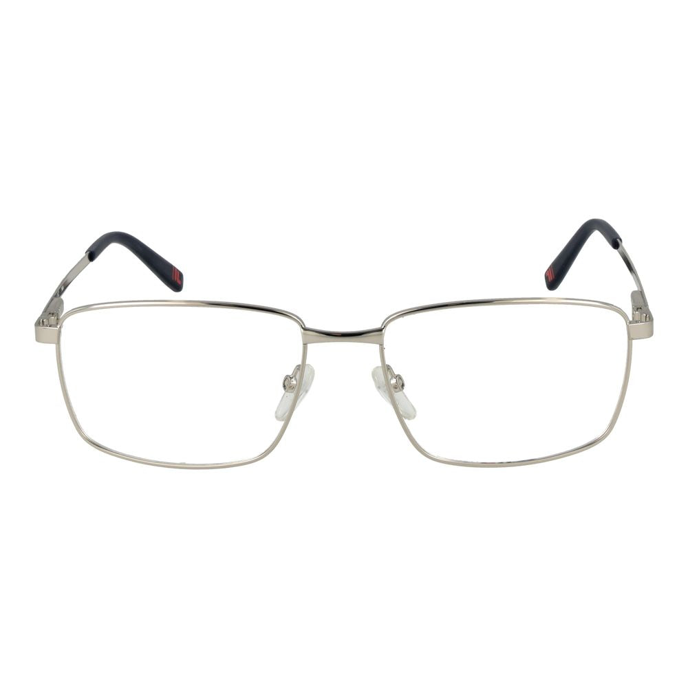 Fila silver stainless steel glasses frames with sleek design and clear lenses, perfect for stylish eyewear.