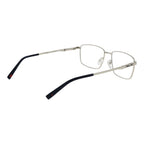 Fila silver stainless steel glasses frames with sleek design and clear lenses, showcasing modern eyewear style.