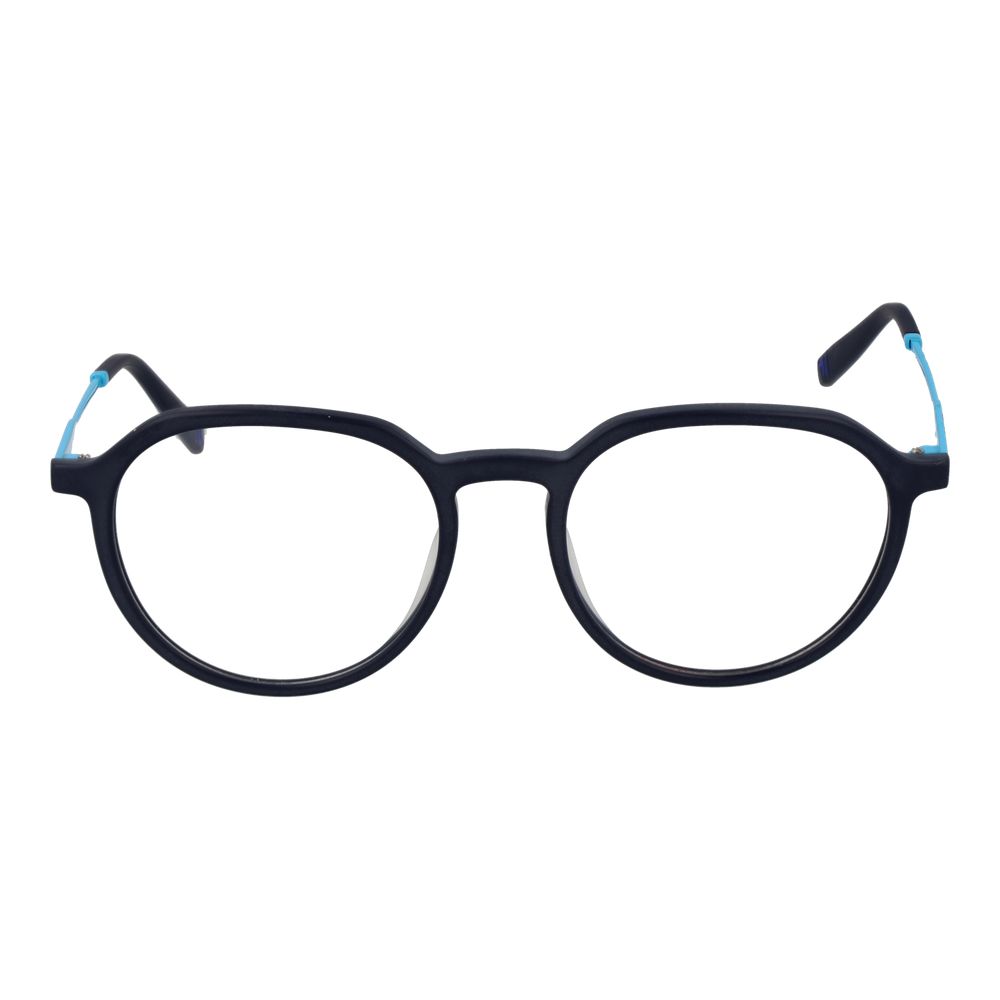 Fila blue stainless steel glasses frames with sleek design and adjustable temples, ideal for stylish eyewear.
