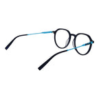 Fila blue stainless steel glasses frames with sleek design and clear lenses, suitable for stylish eyewear.