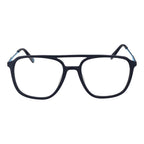 Fila blue metal and plastic eyeglass frames with sleek design and adjustable nose pads, lightweight and stylish for everyday wear.