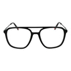 Fila black stainless steel glasses frames with sleek design and clear lenses, showcasing modern eyewear style.