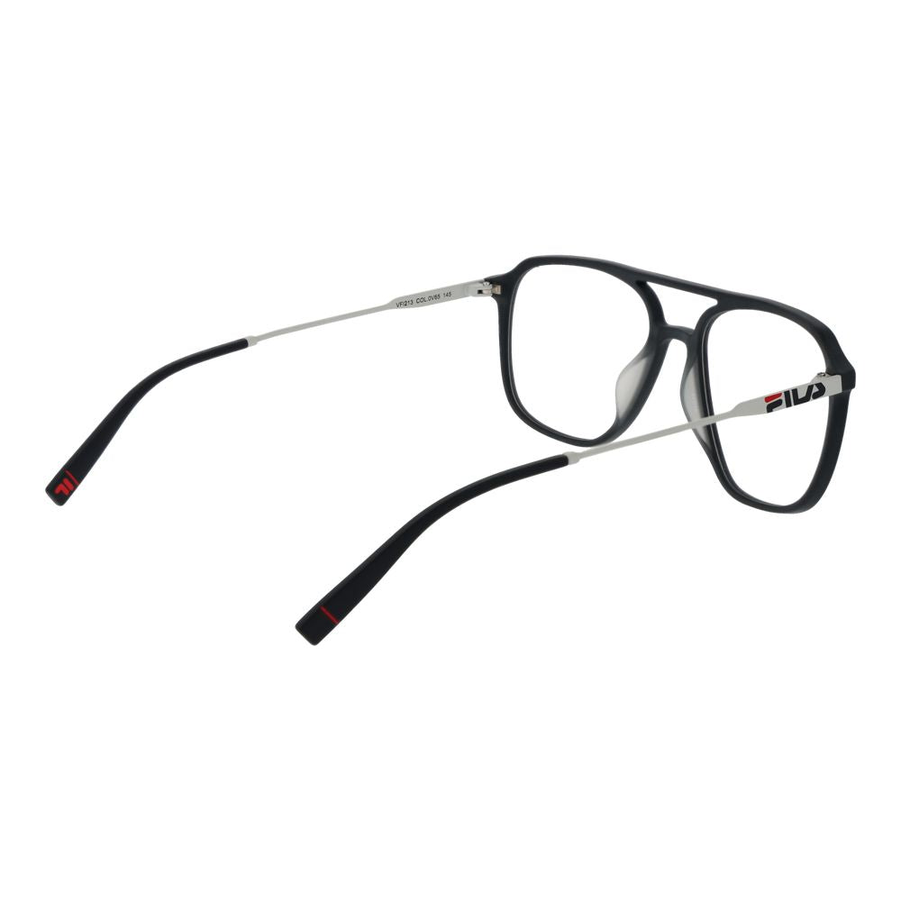 Fila gray plastic eyeglass frames with a sleek design, featuring rectangular shape and smooth finish.