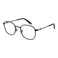 Fila black stainless steel glasses frames with sleek design and rectangular shape, showcasing durable construction and modern style.