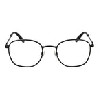 Fila black stainless steel glasses frames with sleek design and adjustable nose pads, suitable for everyday wear.