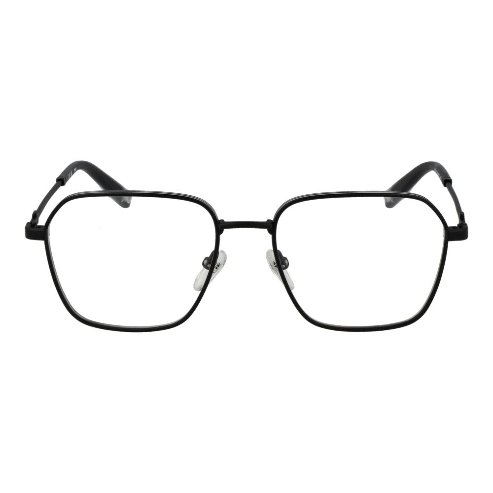 Fila black stainless steel glasses frames with sleek design, adjustable nose pads, and full-rim style for a modern look.