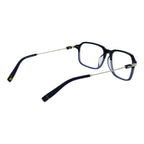 Fila blue metal glasses frames with sleek design and rounded lenses, featuring adjustable nose pads and modern style.