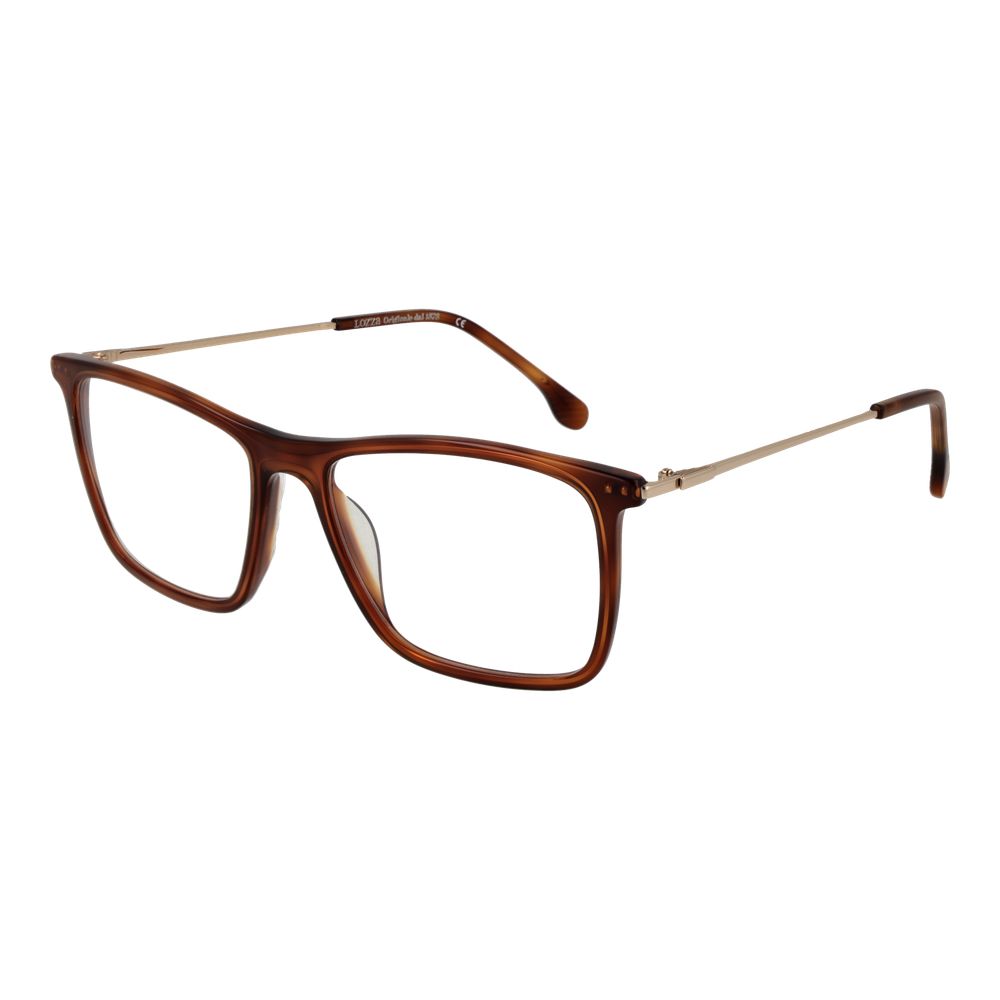 Lozza brown metal glasses frames with clear lenses, lightweight design, and sleek modern style for everyday wear.