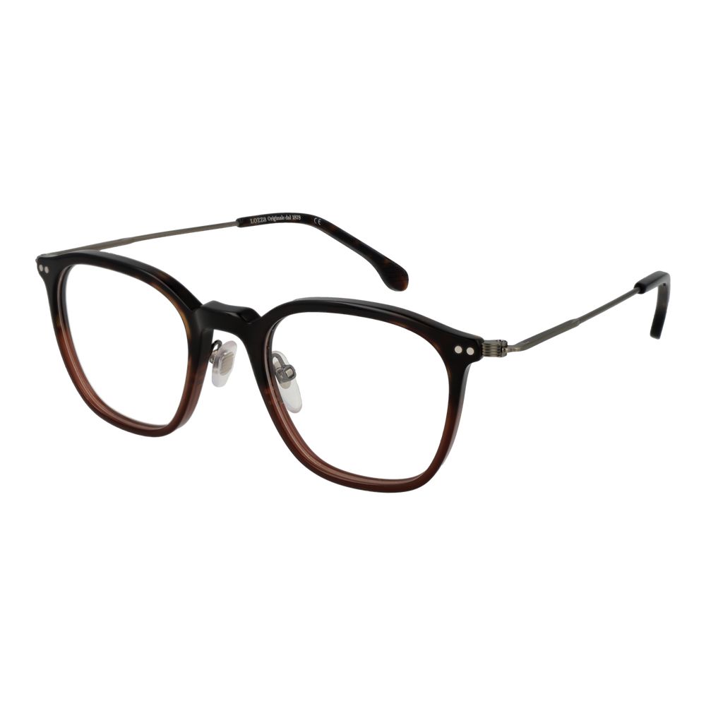 Lozza brown metal glasses frames with clear lenses, stylish and lightweight design suitable for everyday wear.