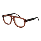 Lozza brown cellulose acetate glasses frames with rounded design and clear lenses, stylish and lightweight eyewear.