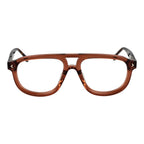 Lozza brown cellulose acetate glasses frames with rounded design, featuring clear lenses and stylish, lightweight construction.