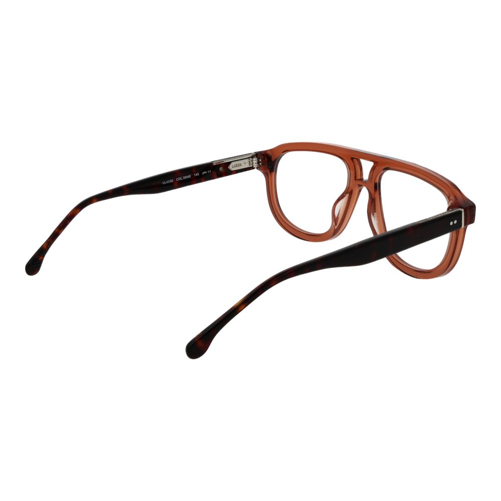 Lozza Brown Cellulose Acetate Glasses frames with rounded design, featuring tortoise shell pattern and clear lenses.