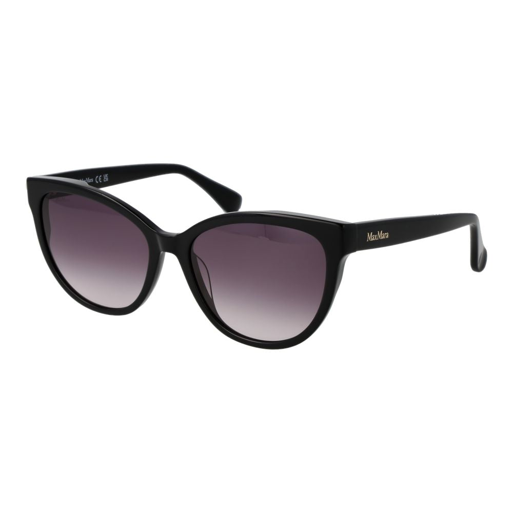 Max Mara black acetate sunglasses with sleek frames and dark tinted lenses, stylish and modern eyewear for women.