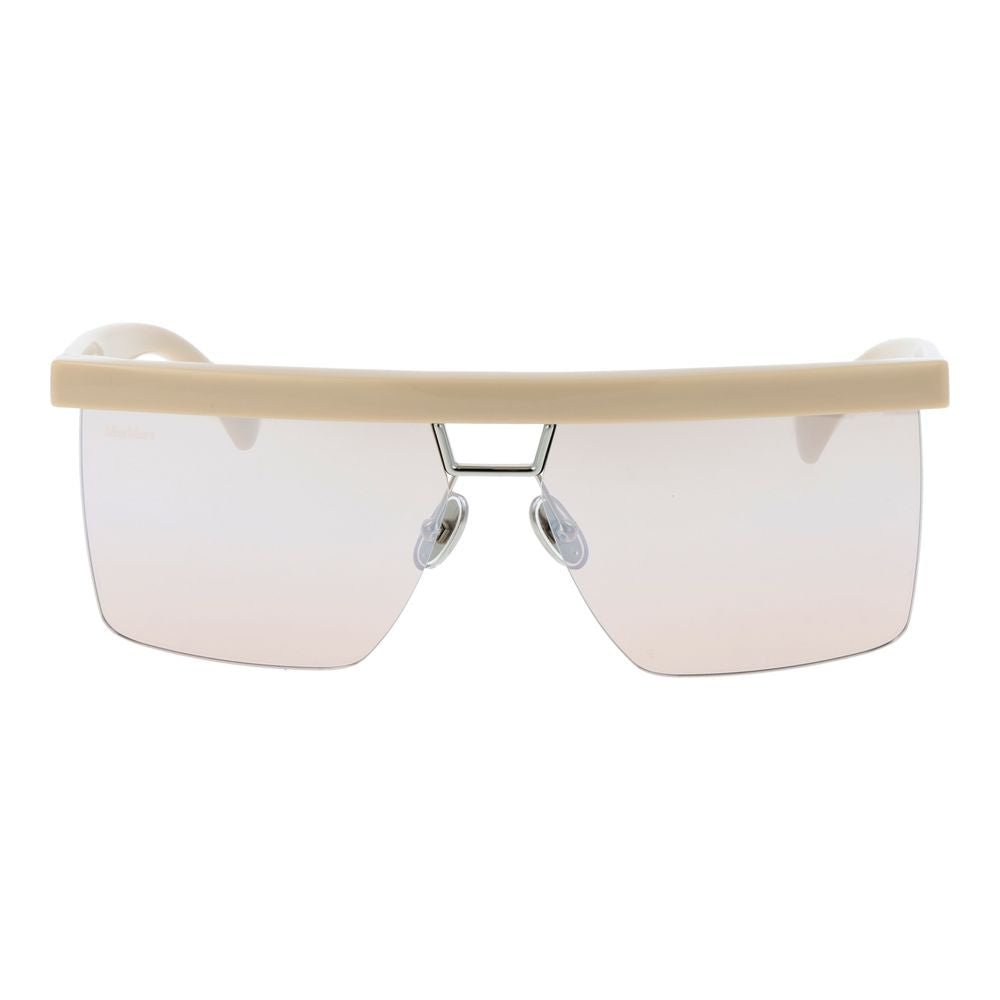 Max Mara beige plastic sunglasses with rounded frames and dark tinted lenses, stylish and lightweight for everyday wear.