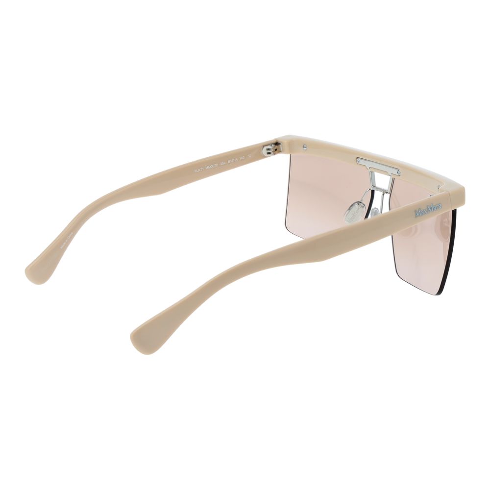 Max Mara beige plastic sunglasses with rounded frames and dark tinted lenses, stylish eyewear for sun protection.