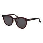 Max Mara burgundy acetate sunglasses with rounded frames and dark lenses, stylish and elegant for sun protection.