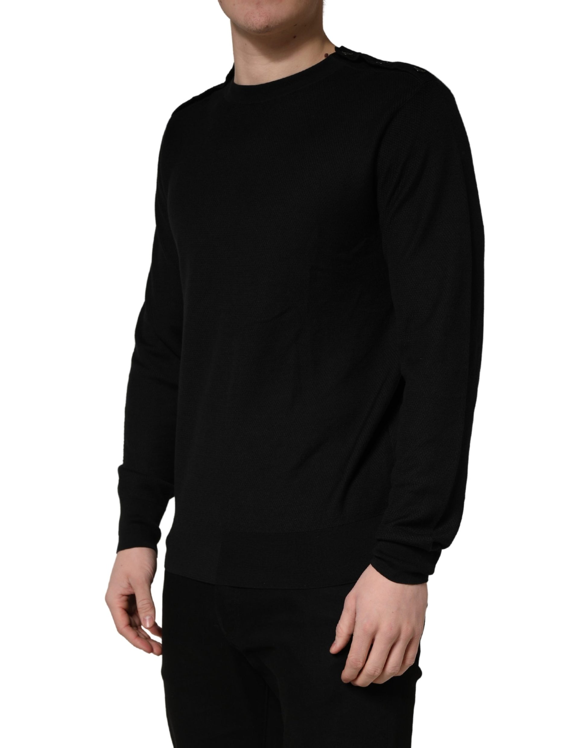 Dolce & Gabbana Black Crew Neck Long Sleeve Pullover Sweater Dolce & Gabbana