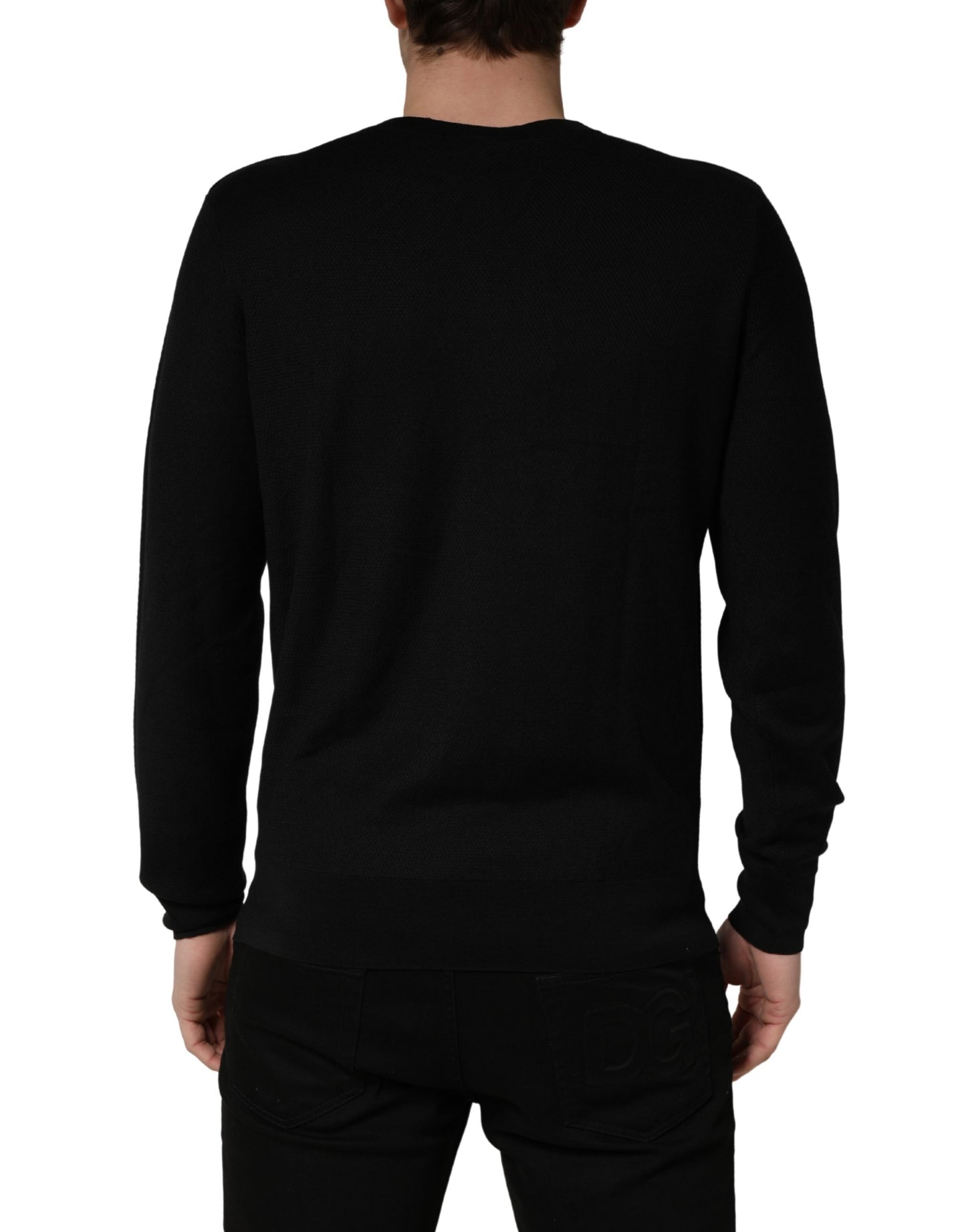 Dolce & Gabbana Black Crew Neck Long Sleeve Pullover Sweater Dolce & Gabbana