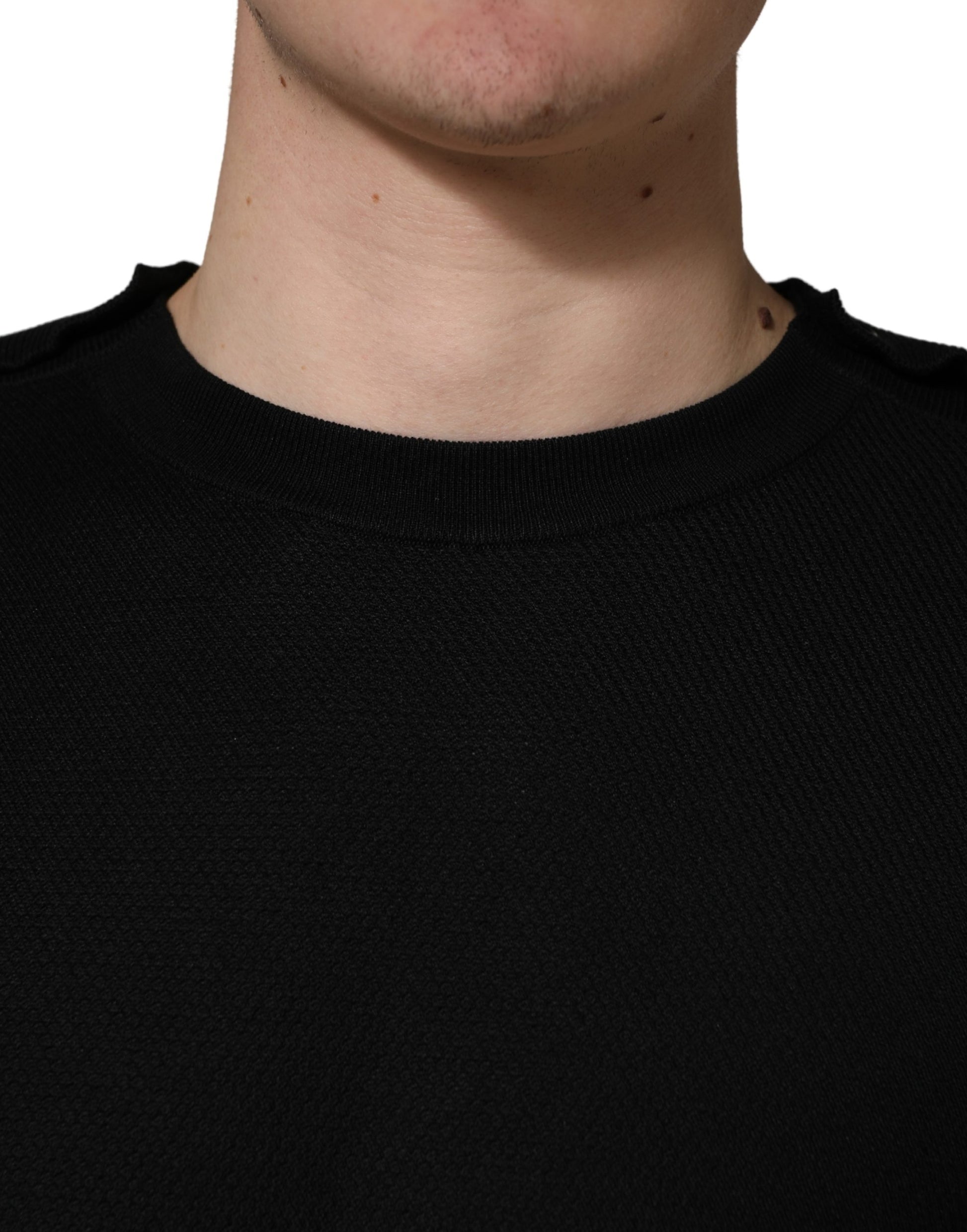 Dolce & Gabbana Black Crew Neck Long Sleeve Pullover Sweater Dolce & Gabbana
