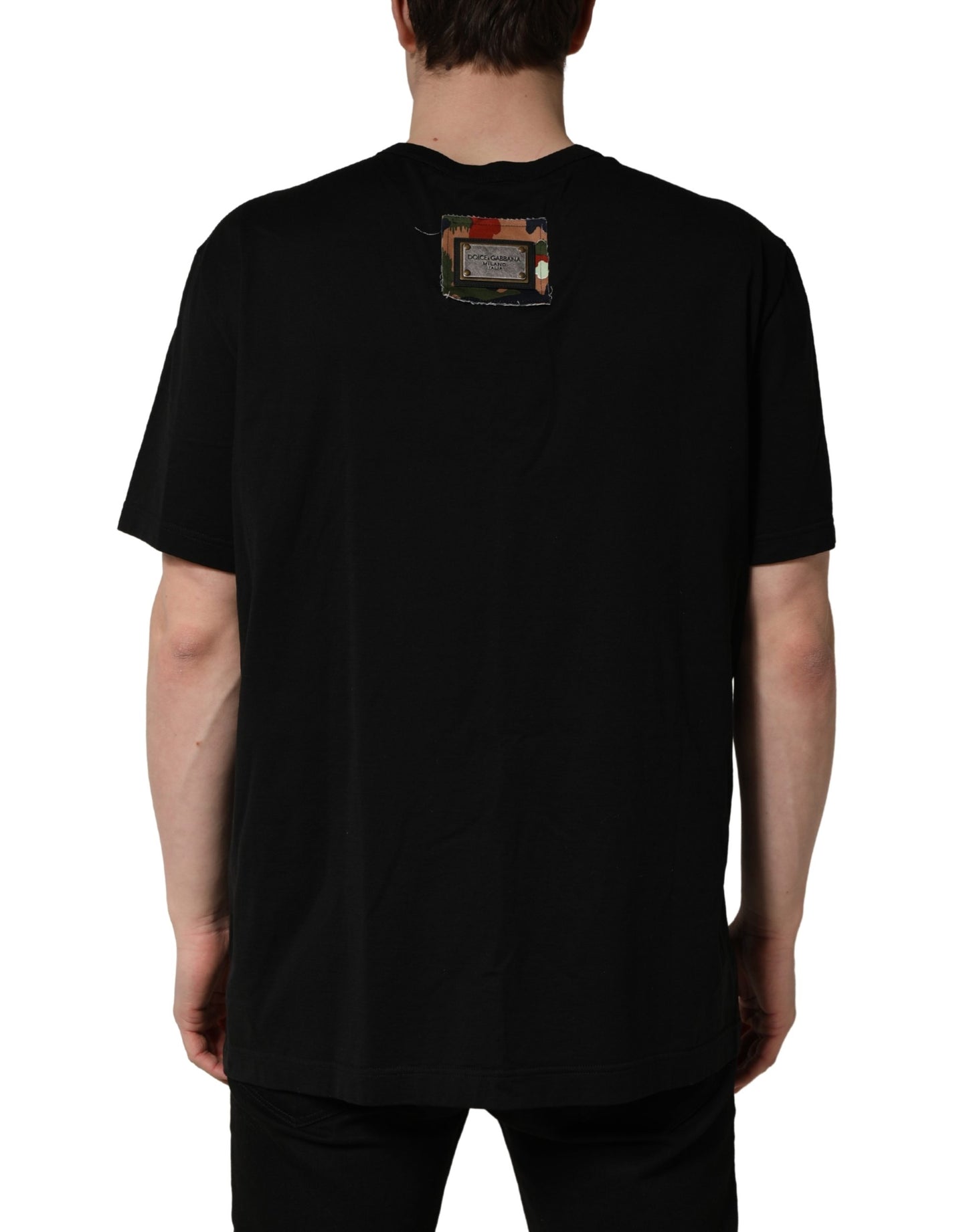 Dolce & Gabbana Black Camouflage Graphic Cotton Crewneck T-shirt Dolce & Gabbana