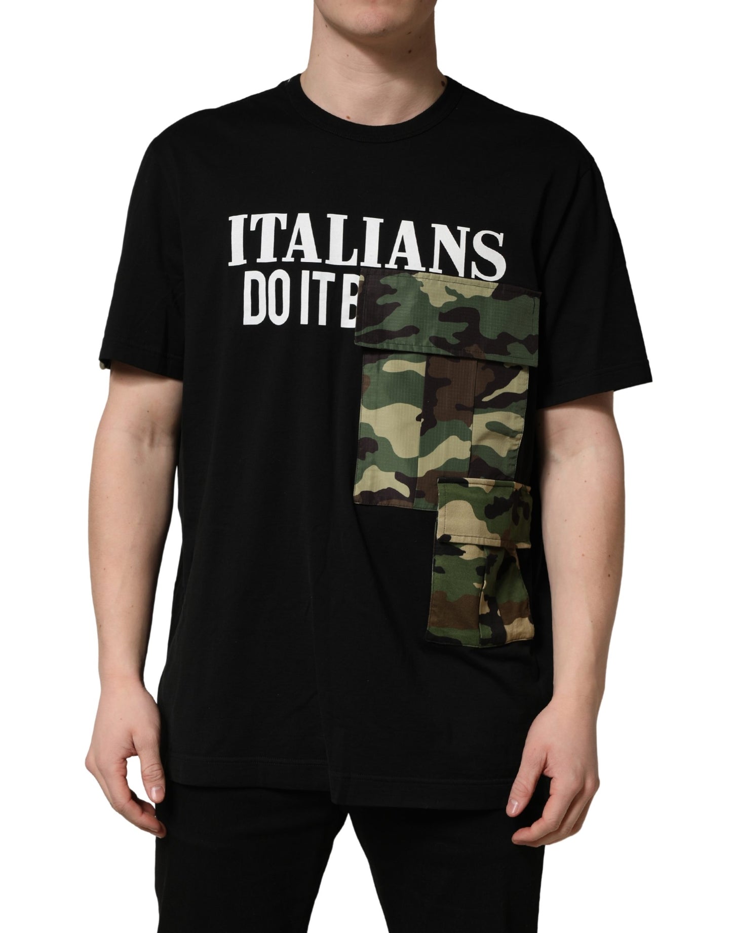 Dolce & Gabbana Black Camouflage Graphic Cotton Crewneck T-shirt Dolce & Gabbana
