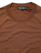 Dolce & Gabbana Brown Cashmere Men Crew Neck Pullover Sweater - Eljoys Fashion 