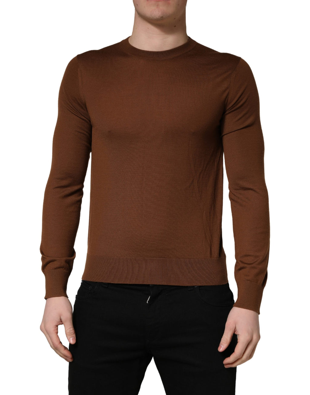 Dolce & Gabbana Brown Cashmere Men Crew Neck Pullover Sweater - Eljoys Fashion 